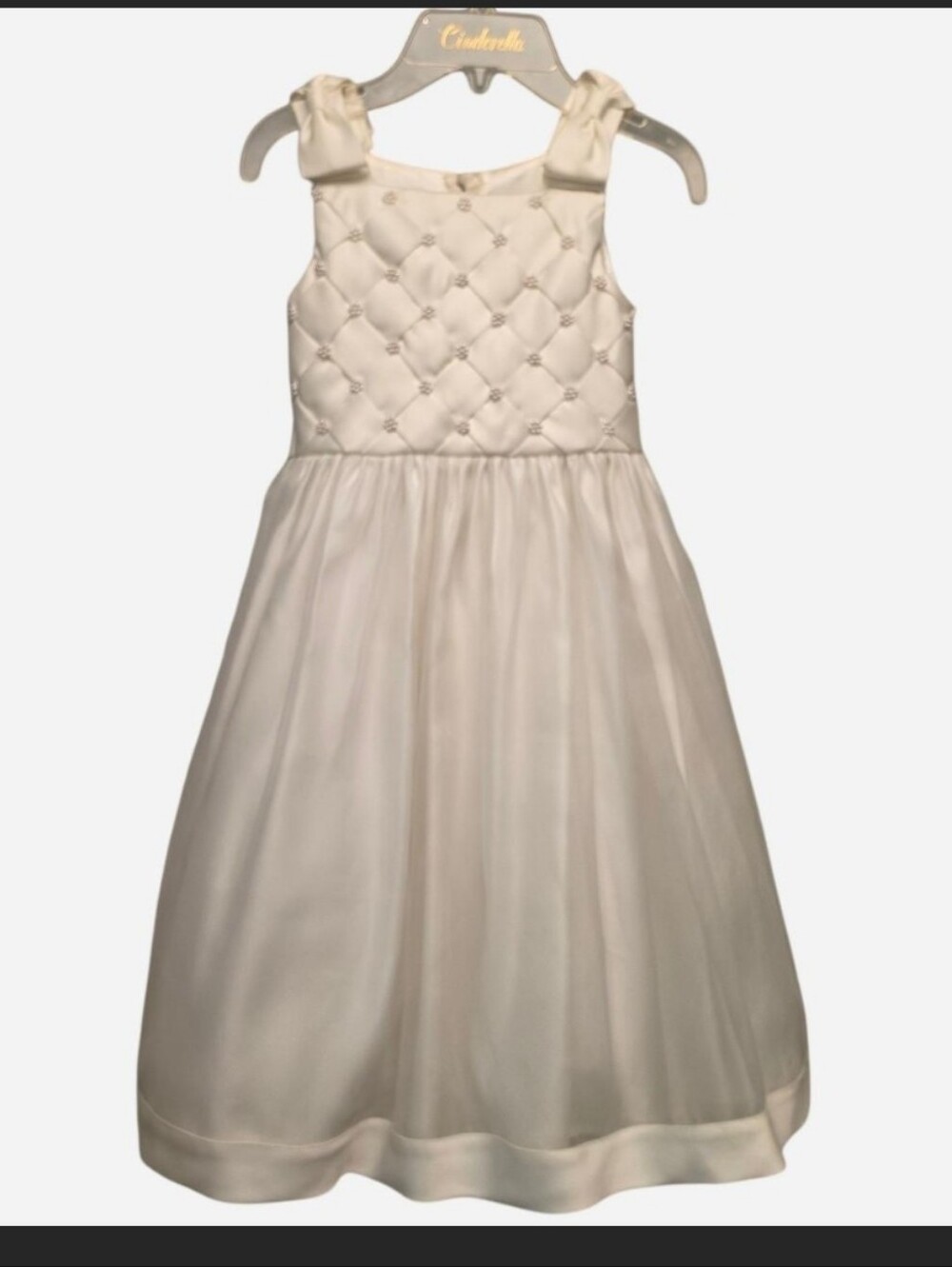 Cinderella Ivory Quilted Bodice Satin Flower Girl Dress